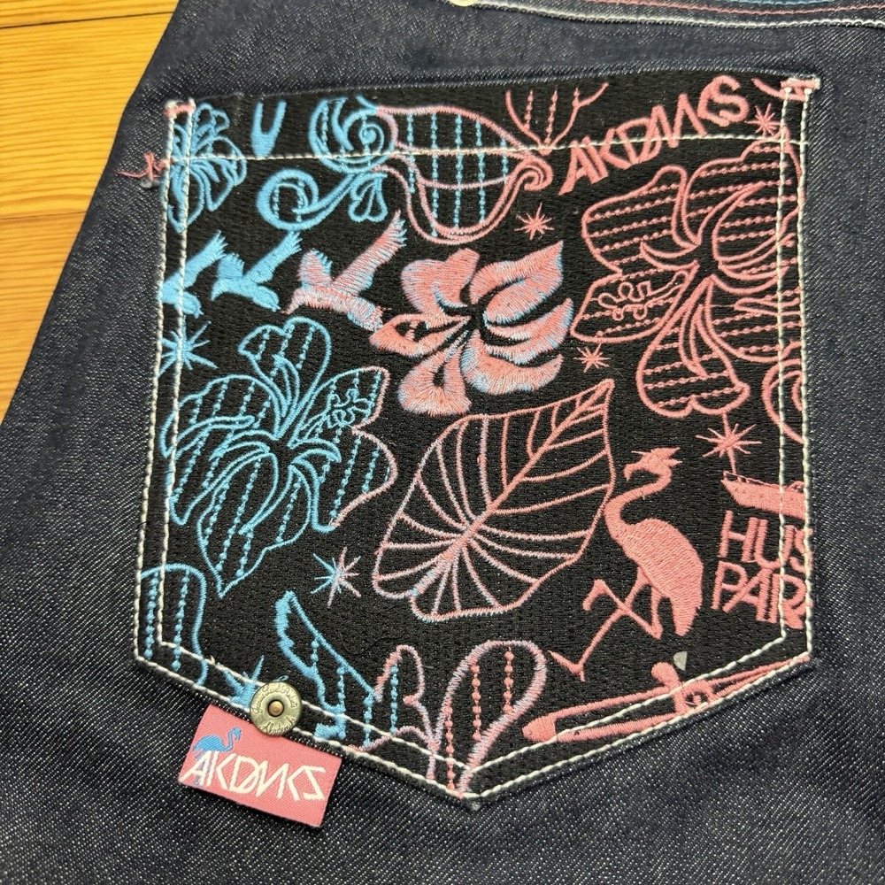 Akademiks Men's Dark Wash Denim Jean Shorts 5-Pocket Embroidered Y2K Hip Hop - Picture 4 of 10